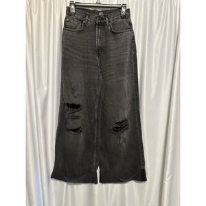 BDG Urban Outfitters Jeans Size 26 Black Skater Baggy Distressed Holes Cuffed